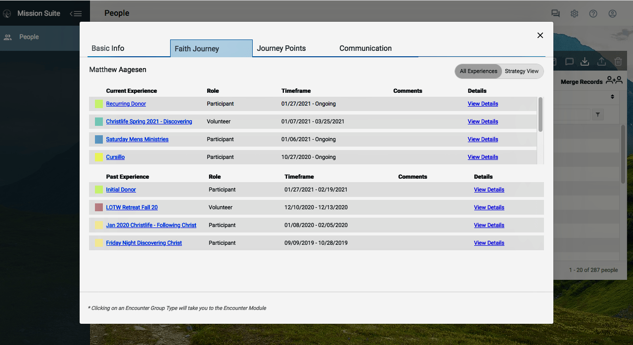Mission Suite Faith Journey tab