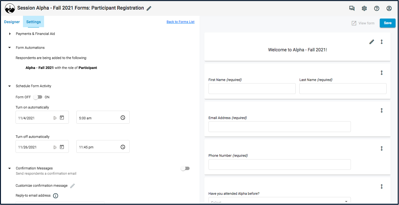 Profiles Basic Info tab Mission Suite